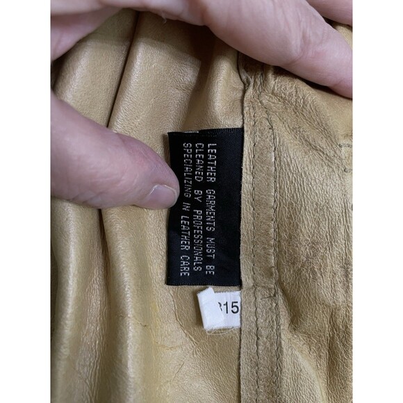 Vintage Express World Brand Tan Leather Belted Coat Womens Small Pockets - Picture 6 of 11